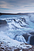 Thundering Gullfoss waterfall in winter time, Iceland, Polar Regions