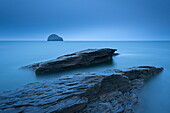 Twilight on the rocky North Cornish coast at Trebarwith Strand, Cornwall, England, United Kingdom, Europe