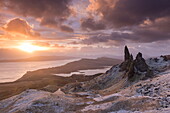 Spectacular sunrise over the Old Man of Storr, Isle of Skye, Inner Hebrides, Scotland, United Kingdom, Europe