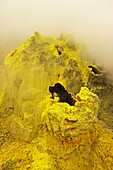 Sulphur encrusted fumaroles at Papandayan Volcano, an active four crater caldera, Garut, West Java, Java, Indonesia, Southeast Asia, Asia