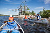 Canoes on Vaermeln lake, Vaermland, Sweden