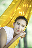 Woman resting in hammock