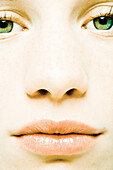 Teenage girl's face, extreme close-up