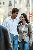 Couple walking together outdoors