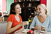 Female friends having coffee at cafe