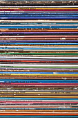Detail of a stack of records