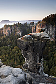The Bastei in the morning, Elbe Sandstone Mountains, Saxon Switzerland, Germany