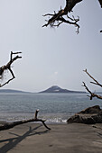 View of Krakatau volcano from a beach, Indonesia