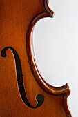 Close-up of a F-hole on a violin