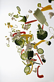 Vegetables against a white background