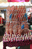 Artificial painted fingernails displayed at store
