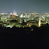 Illuminated cityscape at night, Montreal, Canada