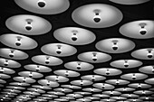 Rows of ceiling lamps at 'Whitney Museum of American Art' in Manhattan, New York, USA