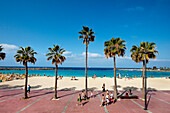 Strand und Promenade, Playa Amadores, Puerto Rico, Gran Canaria, Kanarische Inseln, Spanien