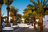 Platz mit Palmen, San Bartolome, Lanzarote, Kanarische Inseln, Spanien