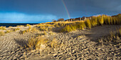Beach and rainbow at Eckernfoerder Bay, Noer, Rendsburg-Eckernfoerde, Schleswig-holstein, Germany