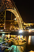 At the Ponte Luis at night, Rio Douro, Porto, Portugal