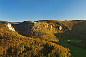 Blick zur Burg Wildenstein, Naturpark Oberes Donautal, Schwäbische Alb, Baden-Württemberg, Deutschland