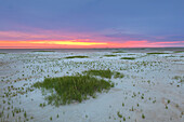 Sunset over the flats near Westerhever lighthouse, Eiderstedt peninsula, Schleswig-Holstein, Germany