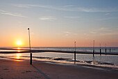 Beach at sunset, Nordstrand, Norderney, Ostfriesland, Lower Saxony, Germany