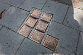Stolpersteine (stumbling blocks) in pavement, Hamburg, Germany