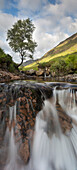 Waterfall in mountains, Argyll and Bute, Highland, Scotland, United Kingdom