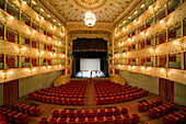 stage, seating empty interior of Goldoni Theatre, Venice, Italy