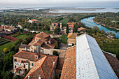 view from tower, campanile, Torcello, Torcello island, lagoon, Cathedral of Santa Maria Assunta, Venice, Italy