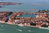 Luftaufnahme, Arsenale, Lagune von Venedig, Serenissima, militärische Schiffswerft, Canale di San Marco, Venedig, Italien