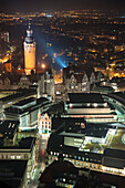 View from the University tower, City-Hochhaus over Leipzig at night, Leipzig, Saxony, Germany