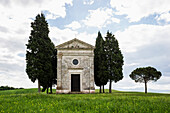 Vitaleta Kapelle, bei Pienza, Val d'Orcia, Provinz Siena, Toskana, Italien, UNESCO Welterbe