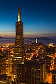 San Francisco skyline with Transamerica Pyramid at night, California, USA