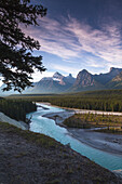 Sunrise over the Canadian Rocky Mountains in the Jasper National Park, Alberta, Canada