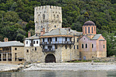 Greece, Chalkidiki, Mount Athos peninsula, listed as World Heritage, The Arsana (port) of Zographou monastery.