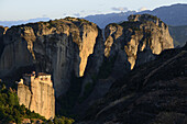 Greece, Thessaly, Meteora, World Heritage Site, Roussanou (Agia Barbara) nunnery.