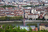 Panoramic of Lyon from Basilica Notre-Dame de Fourvière, UNESCO World Heritage, Lyon, France, Europe.