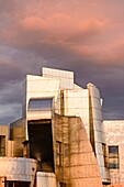 Sunset on the Frederick R. Weisman Art Museum at the University of Minnesota. A stainless steel and brick building designed by architect Frank Gehry, the Weisman Art Museum offers an educational and friendly museum experience.