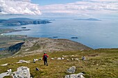 Lone hiker, Achill Island, County Mayo, Ireland.