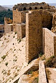 Fort walls, Crusader Kerak Fort, Kerak, Jordan, Middle East.