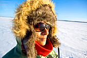 Woman On A Lake Ice Fishing, James-Bay, Quebec