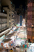 China, Hong Kong, Temple Street Night Market, Elevated View. Â© Elena Roman Durante / Axiom