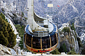 'Palm Springs aerial tramway arrives at Mountain Station; Palm Springs, California, United States of America'