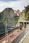 'Train station in Manarola, Cinque Terre; La Spezia, Liguria, Italy'