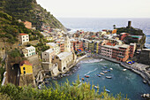 'Aerial view of Vernazza, Cinque Terre; La Spezia, Liguria, Italy'