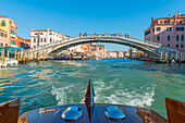 'Pedestrian footbridge crossing the grand canal; Venice, Veneto, Italy'