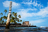 'Hale O Keawe Heiau from Keoneele cove, Puuhonua O Honaunau National Historic Park; Island of Hawaii, Hawaii, United States of America'