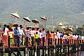 'Buddhist procession on Inle Lake; Myanmar'