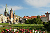 'Wawel Hill, Cathedral and Royal Castle, medieval building foundations in front of the Cathedral; Krakow, Poland'