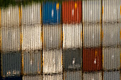 Reflection of shipping containers in Unalaska, Alaska.
