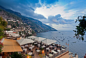 'Boats in the harbour and buildings laong the coastline of Positano-Montemare, Amalfi Coast; Positano, Italy'